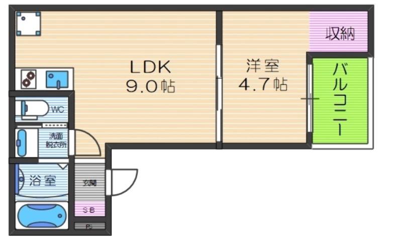 CASA大浜(1LDK/2階)の間取り写真