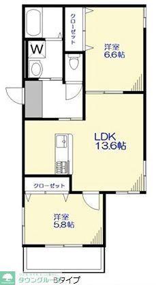 LE COEUR都立大学B棟(2LDK/1階)の間取り写真