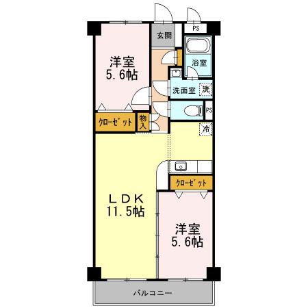 エクメネーキヤII(2LDK/2階)の間取り写真