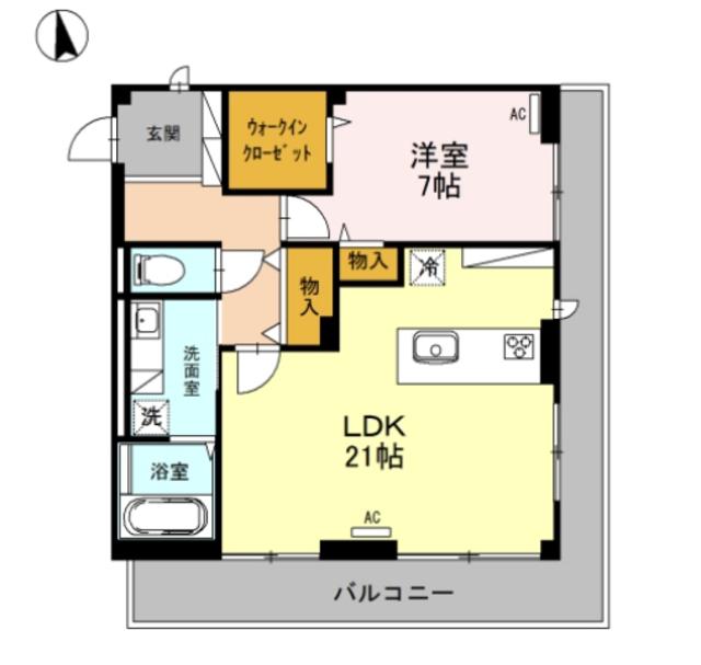 サンヴィレッジ中河原(1LDK/3階)の間取り写真