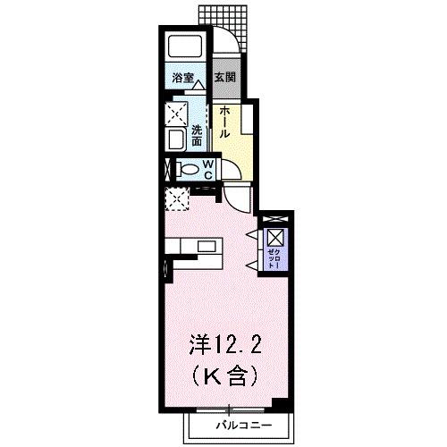 ペニーレインB(ワンルーム/1階)の間取り写真