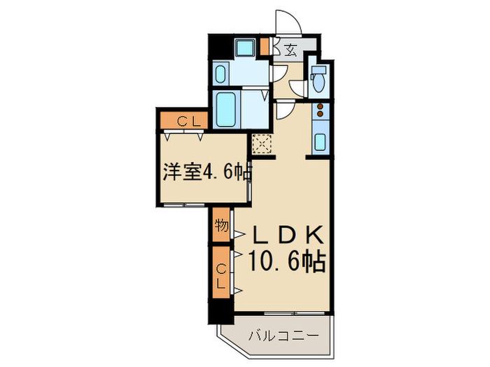 アジリア大濠ウエスト(1LDK/7階)の間取り写真