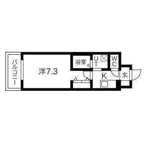 アーバンパーク田辺(1K/7階)の間取り写真
