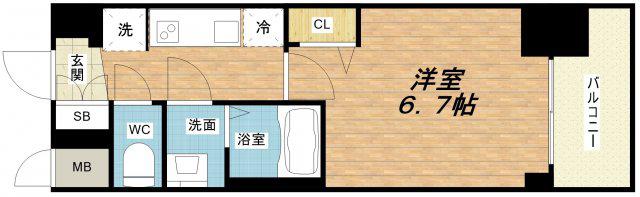 プレサンス谷町九丁目ディセオ(1K/5階)の間取り写真