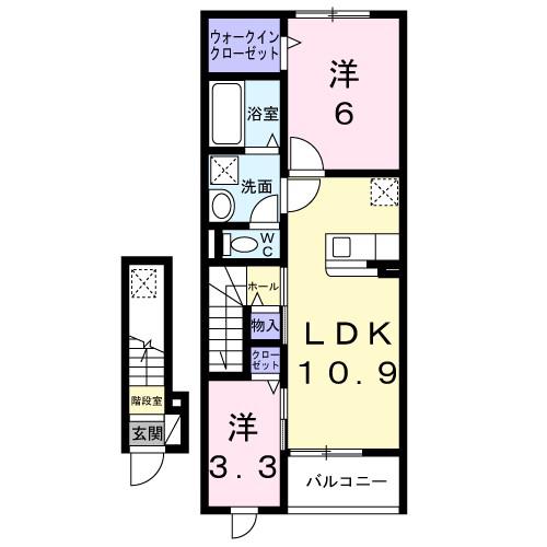 HMS77(2LDK/2階)の間取り写真