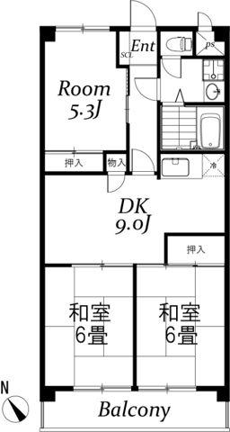 サンライズマンションC棟(3DK/4階)の間取り写真