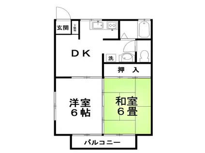 グランヒルアベニューB(2DK/2階)の間取り写真