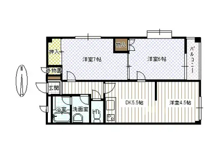 シャンパーニュ江端III(3DK/2階)の間取り写真