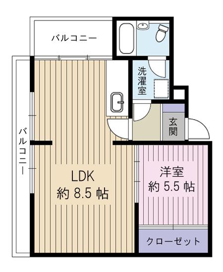 ファミール江戸堀(1LDK/2階)の間取り写真