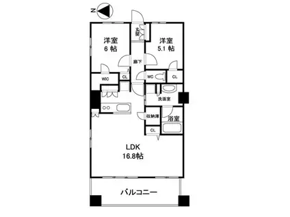 ダイアパレス松本中央蔵の町(2LDK/8階)の間取り写真