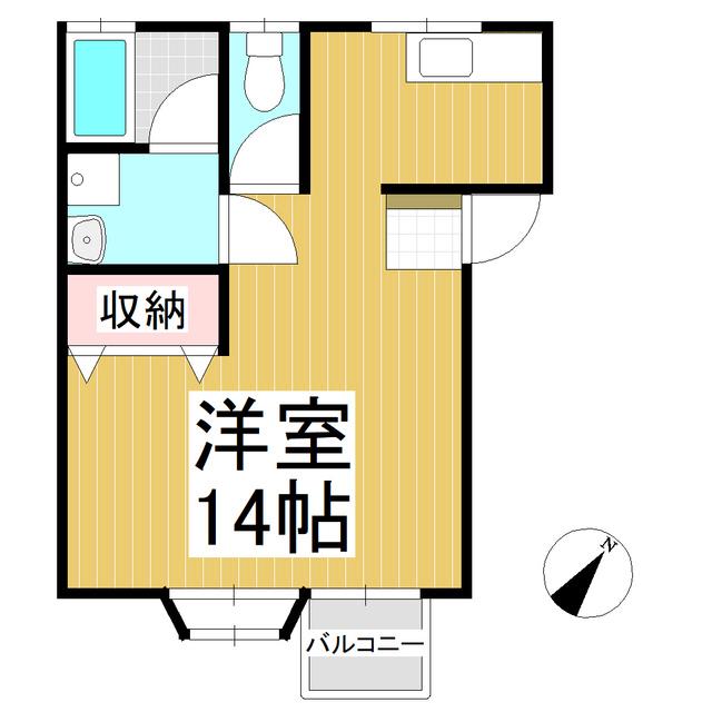 ターナハイツA(ワンルーム/2階)の間取り写真