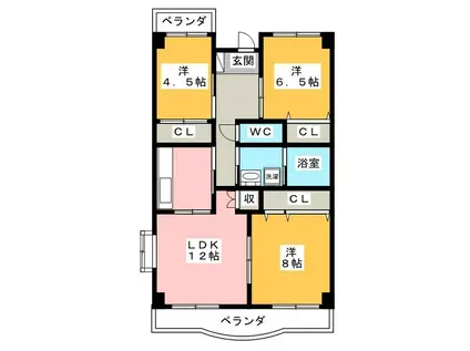 レシール今町(3LDK/4階)の間取り写真