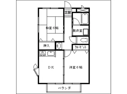エクレールB(2DK/2階)の間取り写真