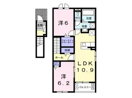 ラ ヴィ ベール III(2LDK/2階)の間取り写真