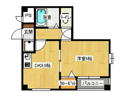 北本町プラザIII(1DK/1階)の間取り写真