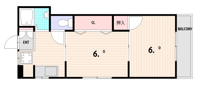 須磨南ハイツ(2DK/4階)の間取り写真