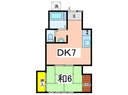 ハウス63(1DK/2階)の間取り写真