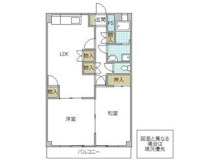 小端マンション B棟(2LDK/2階)の間取り写真