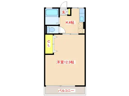 青野ハイツII(1K/2階)の間取り写真