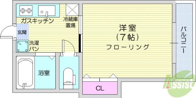 アーバンハイツ神明(1K/2階)の間取り写真