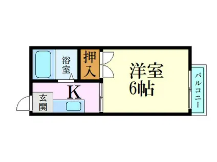 若宮ハイツ(1K/2階)の間取り写真