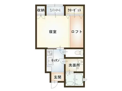 カーサドルチェ(1K/1階)の間取り写真