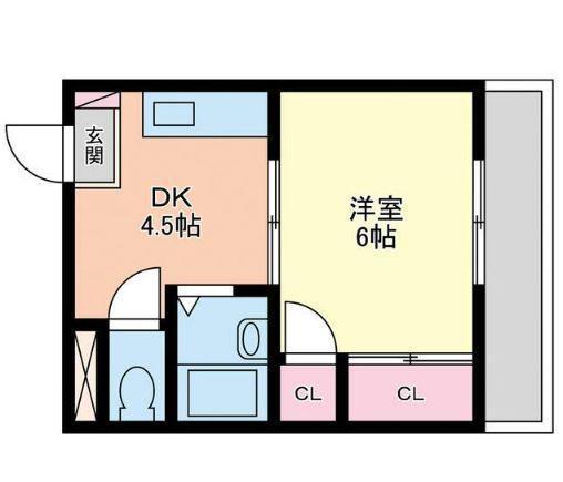 瀬戸海マンション(1DK/1階)の間取り写真