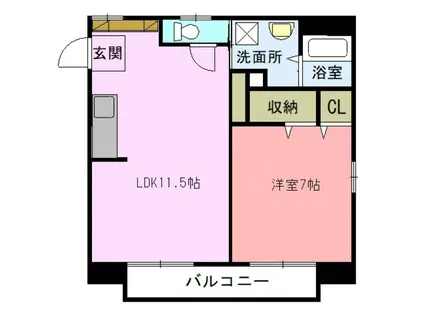 グレイスビル(1LDK/4階)の間取り写真