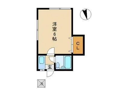 サニネス南(1K/2階)の間取り写真