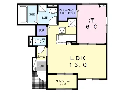 ヴェール・クレール(1LDK/1階)の間取り写真