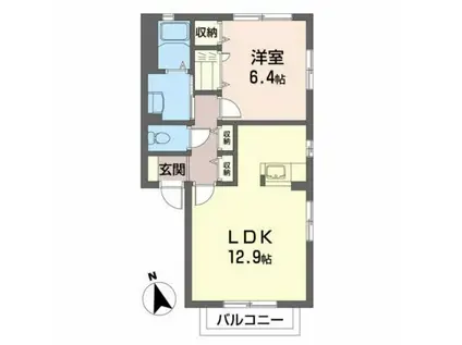 ファミーユ(1LDK/2階)の間取り写真