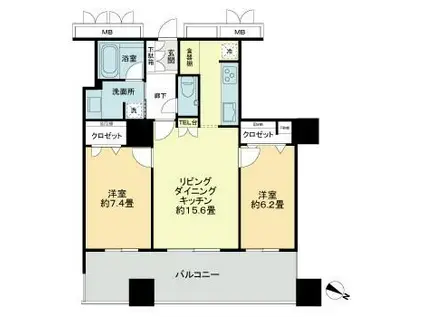 Dグランセ熊本ザ・レジデンス(2LDK/11階)の間取り写真