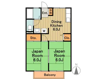 エステートコマ(2DK/1階)の間取り写真