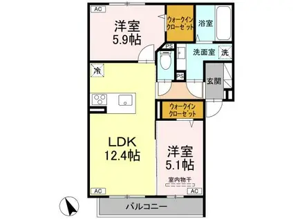 D-RESIDENCE東川口S(2LDK/1階)の間取り写真
