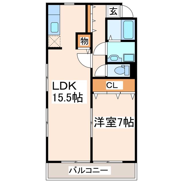 CURE新外(1LDK/2階)の間取り写真