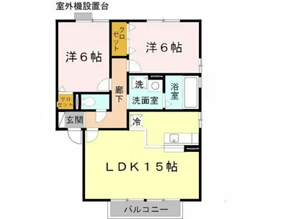 リビングタウン加美北 D棟(2LDK/1階)の間取り写真
