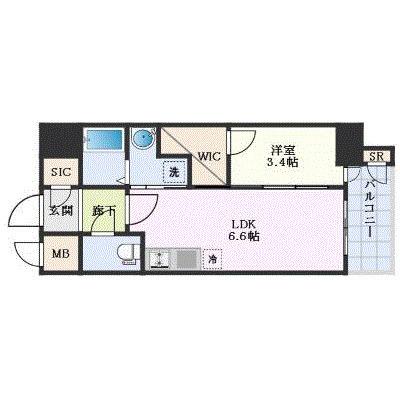 エステムコート名古屋新栄IVネスト(1DK/13階)の間取り写真
