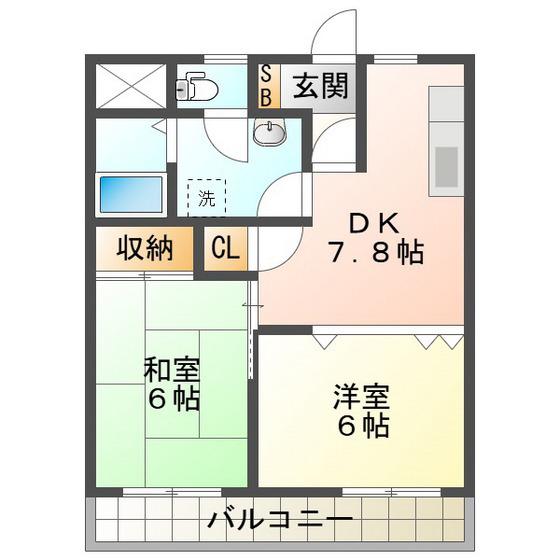 メゾン ソレイユ(2DK/3階)の間取り写真