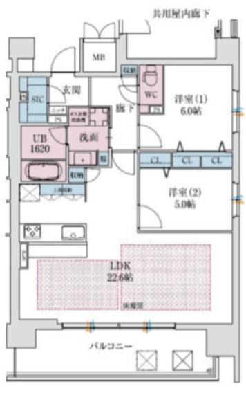 スプランディッド本町グラン(2LDK/19階)の間取り写真