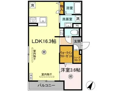 CHERIE MAISON明野(1LDK/2階)の間取り写真