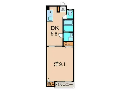 グレイス川西 北館(1DK/3階)の間取り写真