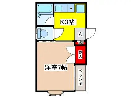 メゾンサンライズ富士(1K/3階)の間取り写真