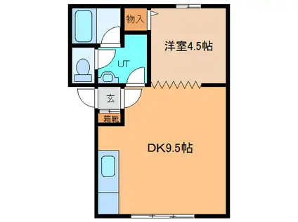 エスポワールII(1DK/1階)の間取り写真