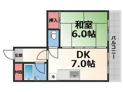 新星ビル布施(1DK/8階)の間取り写真