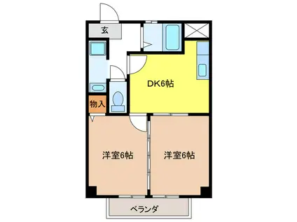 ユートピアG2000(2DK/2階)の間取り写真