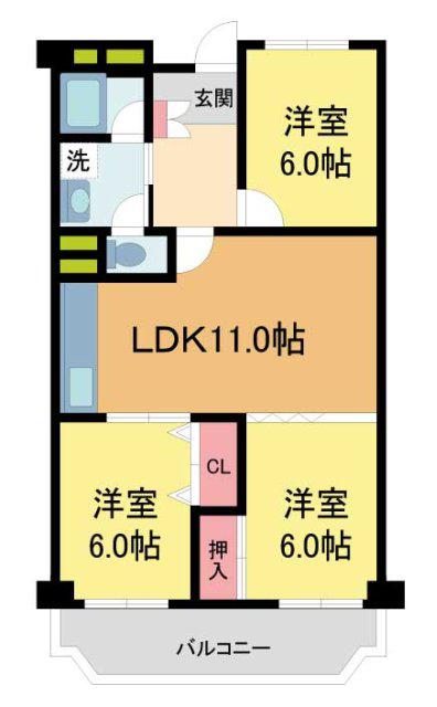 芦屋山ノ手アーバンライフ(3LDK/2階)の間取り写真