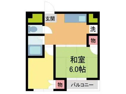 マブランシェット弦月(2DK/6階)の間取り写真