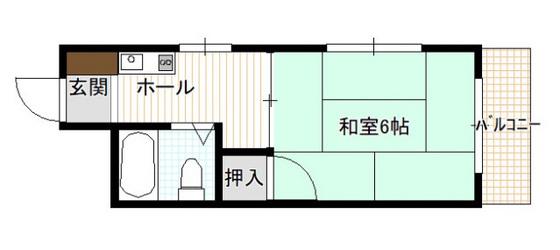 金村ビル(1DK/2階)の間取り写真