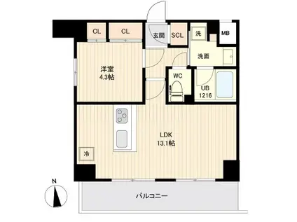 ORSUS大鳥居(1LDK/6階)の間取り写真