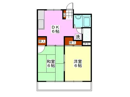 カーサ・K(2DK/2階)の間取り写真